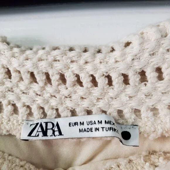 Zara Butter Yellow Floral Crochet Hippie Festival Coachella 90s Lined Skirt M - Picture 4 of 8